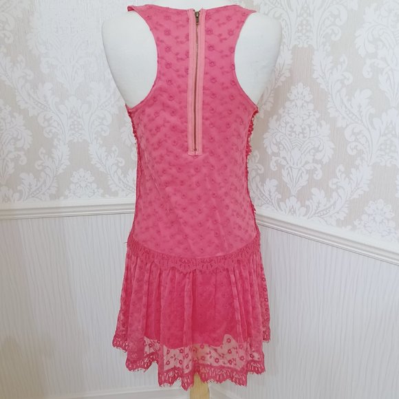 Love Fire Pink Lace Racerback Dress Juniors Size XS - Picture 3 of 4